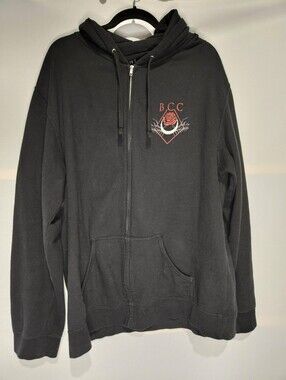 Blackcraft Cult Men’s Unisex Black Red Salem Bat Rose Zip-Up Hoodie Sz XL